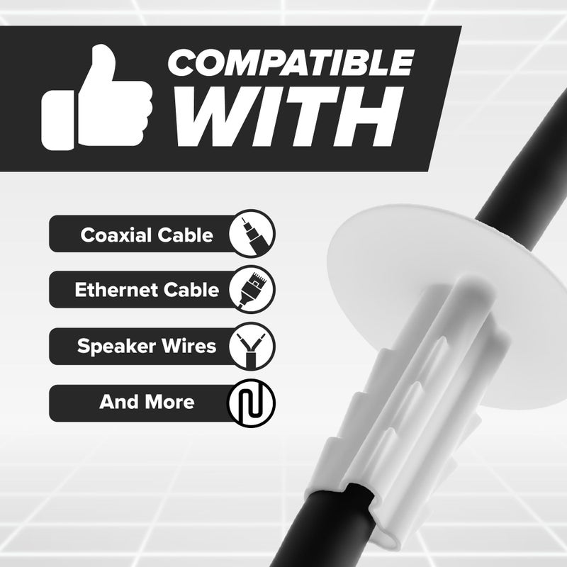 THE CIMPLE CO البوشينج الفردي من THE CIMPLE CO - (أبيض) بوشينج تمرير RG6 (غراميت) يحل محل لوحات الجدران (لوحات الجدران) لكابل الكوكس، كابل الشبكة، CCTV - داخلي/خارجي - 10 عبوة - Image 3